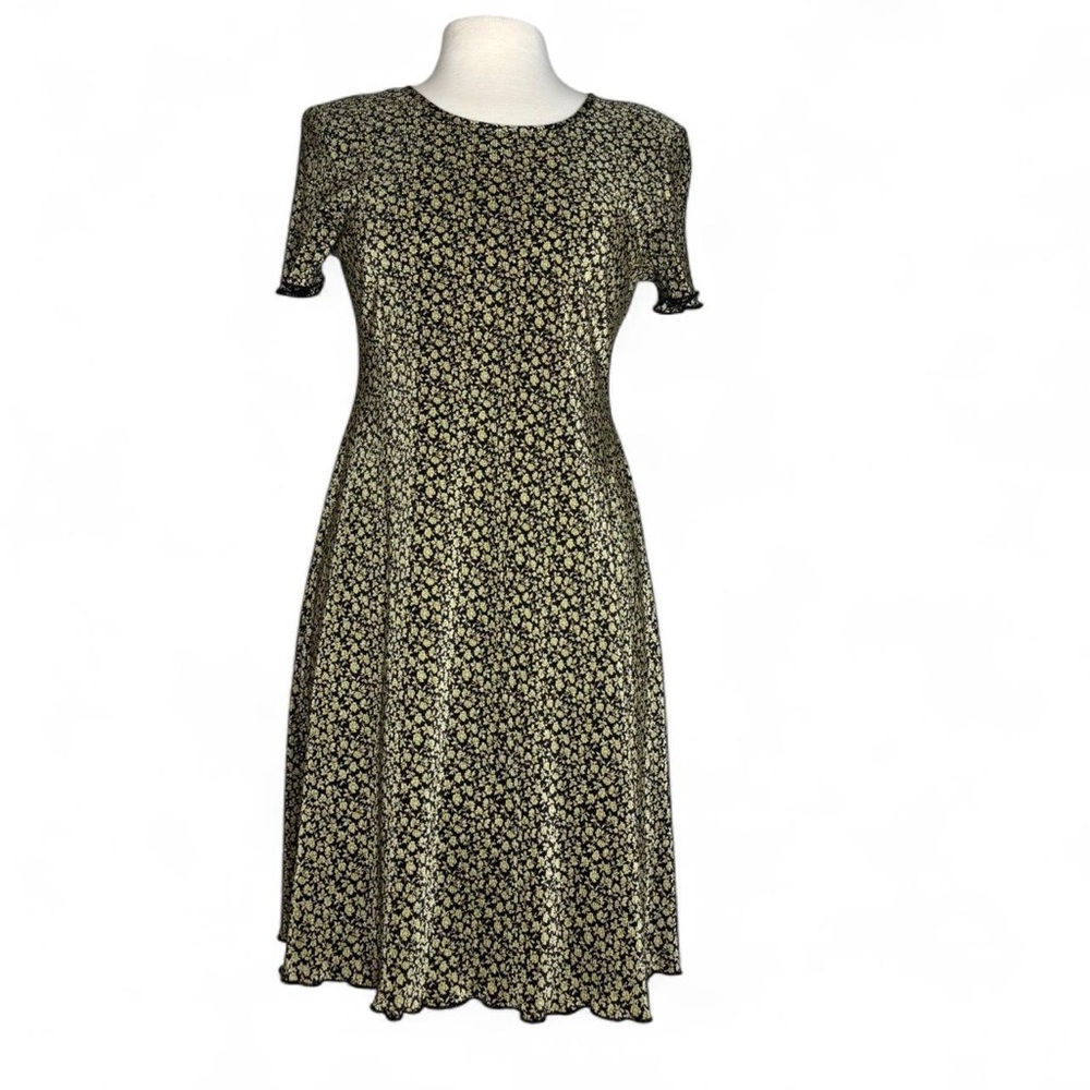Connected Apparel Green A-Line Midi Dress